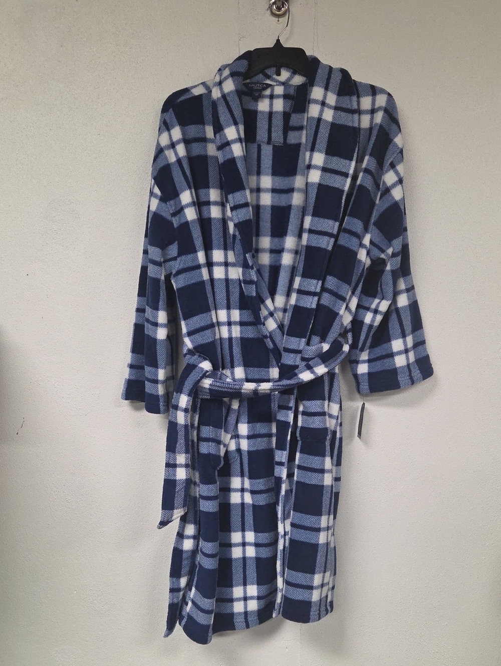 Nautica Blue and White Plaid Sleepwear Robe